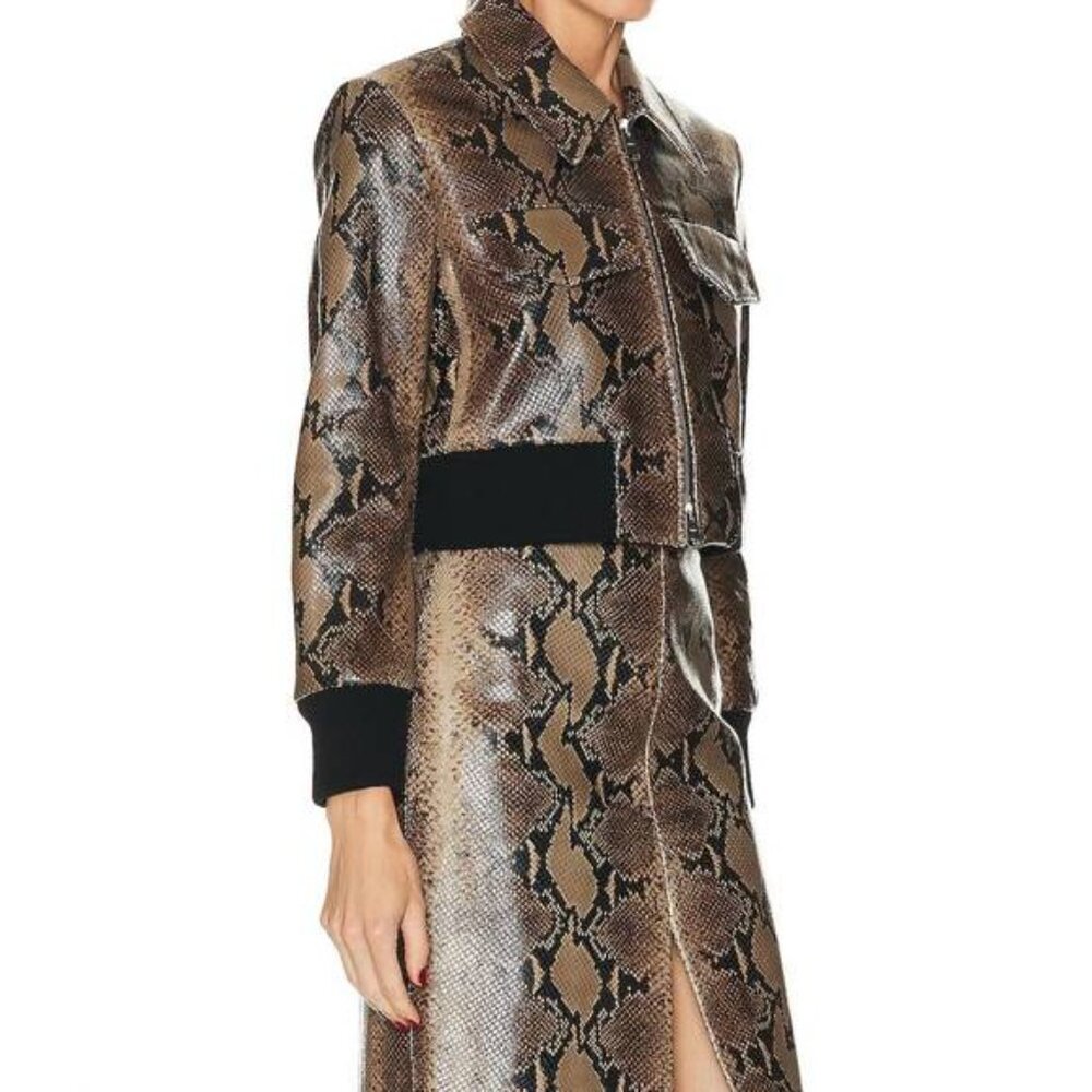 NEW KHAITE python embossed leather jacket in brow… - image 3